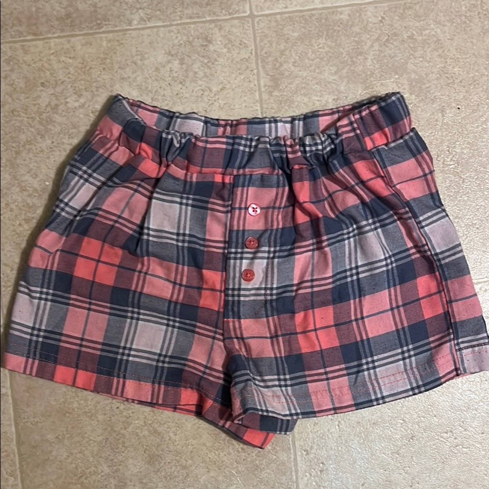 Plaid girl’s pajama shorts - Pink and Blue